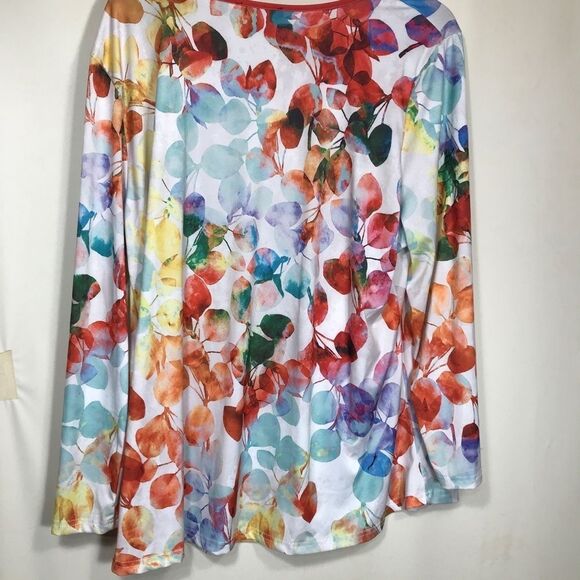 2 Lily by Firmiana Tunic Blouse Womens 4xL Blue Floral Longer Length Career Boho - Picture 9 of 10